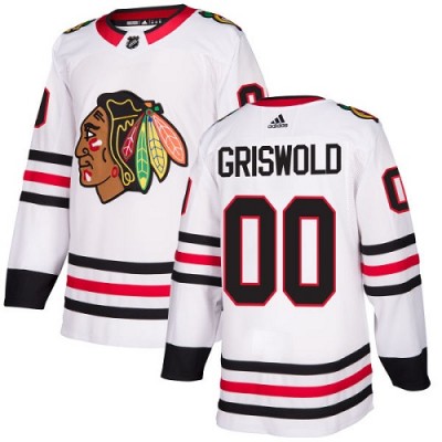 Adidas Chicago Blackhawks #00 Clark Griswold White Road Authentic Stitched NHL Jersey Men's